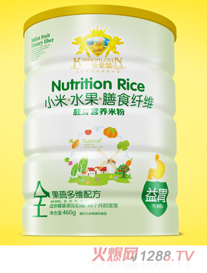 金盾愛嬰小米水果膳食纖維淮山薏米全果蔬多維鈣鐵鋅AD強健配方胚芽營養米粉（聽）460g