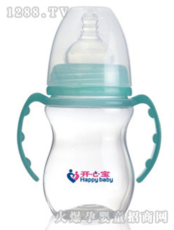 開(kāi)心寶綠色手柄葫蘆形奶瓶