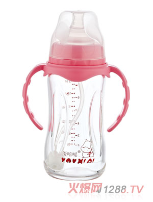 優嘻噯全抗體玻璃自動奶瓶紅色240ml