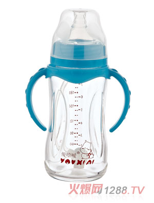 優嘻噯全抗體玻璃自動奶瓶藍色240ml
